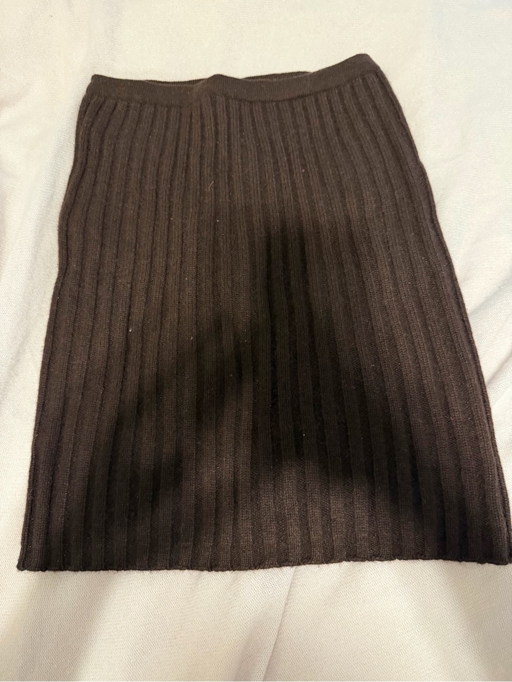 TSE Brown Ribbed 100% Cashmere Skirt
